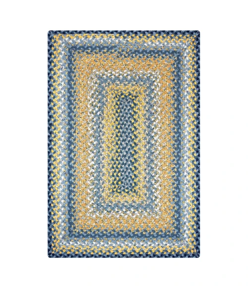 Homespice Decor Cotton Braided Sunflowers Blue 454317 20 in. X 30 in. Rect Rug