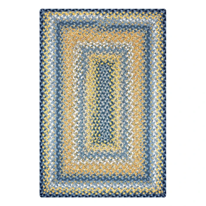 Homespice Decor Cotton Braided Sunflowers Blue 410313 27 in. X 45 in. Rect Rug