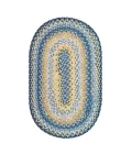 Homespice Decor Cotton Braided Sunflowers Blue 453310 20 in. X 30 in. Oval Rug