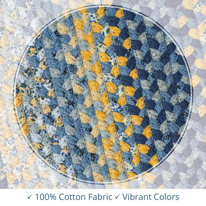 Homespice Decor Cotton Braided Sunflowers Blue 454317 20 in. X 30 in. Rect Rug