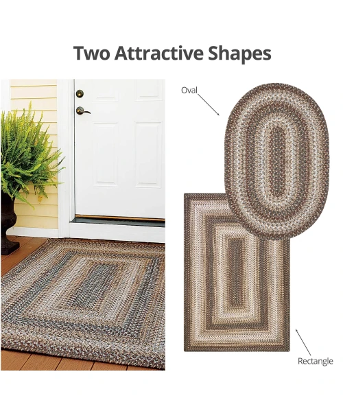 Homespice Decor Ultra Durable Braided Wildwood Brown 306623 8 ft. X 10 ft. Oval Rug