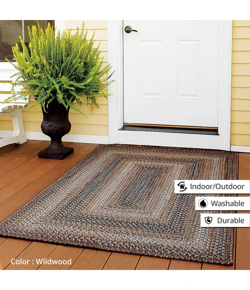 Homespice Decor Ultra Durable Braided Wildwood Brown 306623 8 ft. X 10 ft. Oval Rug