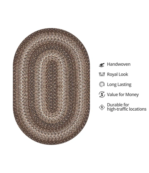 Homespice Decor Ultra Durable Braided Wildwood Brown 306623 8 ft. X 10 ft. Oval Rug
