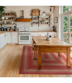 Homespice Decor Jute Braided Rug Red & Beige Apple Pie 10in. x 10in. Rect. Rug