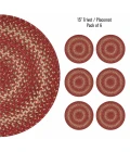 Homespice Decor Jute Braided Accessories Red & Beige Apple Pie 15in. Set of 6 Round Rug