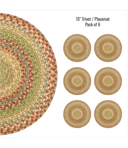 Homespice Decor Jute Braided Accessories Azalea Multi 240169PS 15 in. Set of 6 Round Rug