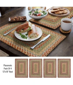 Homespice Decor Jute Braided Accessories Azalea Multi 240069PS 13 in. X 19 in. Set of 4 Rect Rug