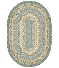 Homespice Decor Cotton Braided Baja Blue 403285 4 ft. X 6 ft. Oval Rug