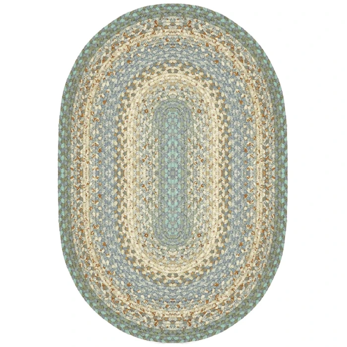 Homespice Decor Cotton Braided Baja Blue 403285 4 ft. X 6 ft. Oval Rug