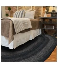Homespice Decor Jute Braided Rug Black Jet Black 2ft. x 3ft. Oval Rug