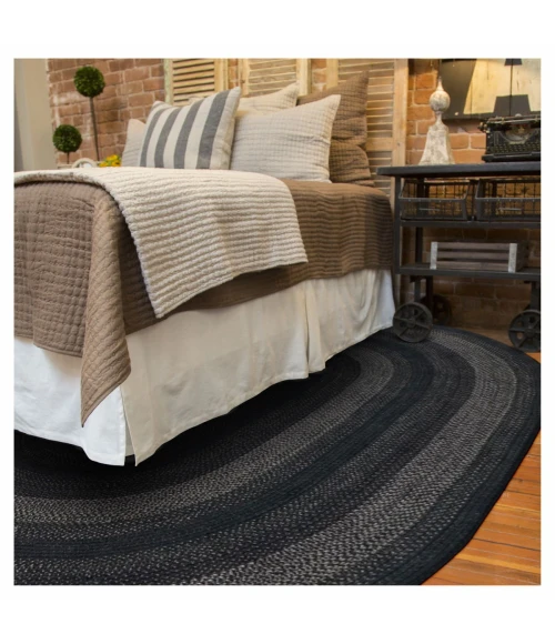 Homespice Decor Jute Braided Rug Black Jet Black 2ft. x 3ft. Oval Rug