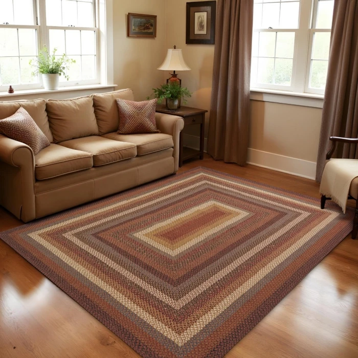 Homespice Decor Cotton Braided Biscotti Brown 413246 4 ft. X 6 ft. Rect Rug