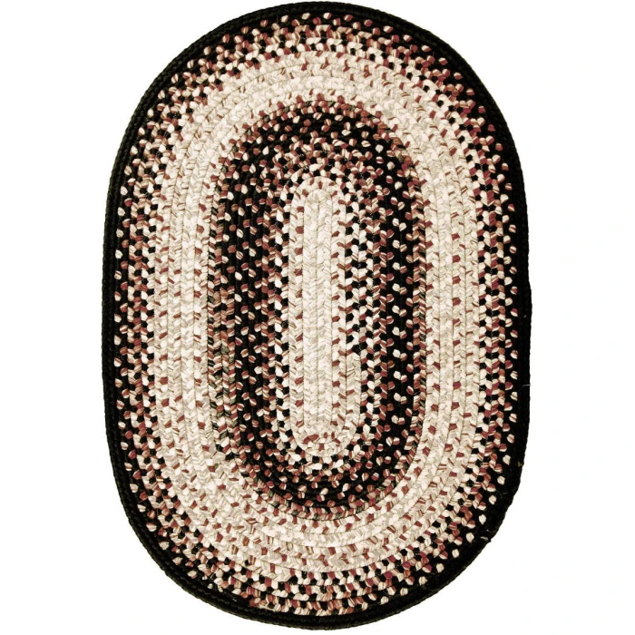Homespice Decor Ultra Durable Braided Black Mist Black 304087 5 ft. X 8 ft. Oval Rug
