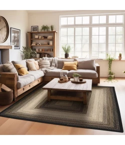 Homespice Decor Ultra Durable Braided Rug Black & Tan Black Mist 10in. x 10in. Rect. Rug