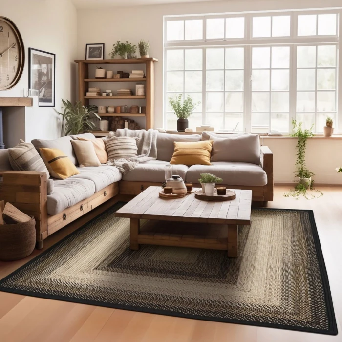 Homespice Decor Ultra Durable Braided Black Mist Black 316080 8 ft. X 10 ft. Rect Rug