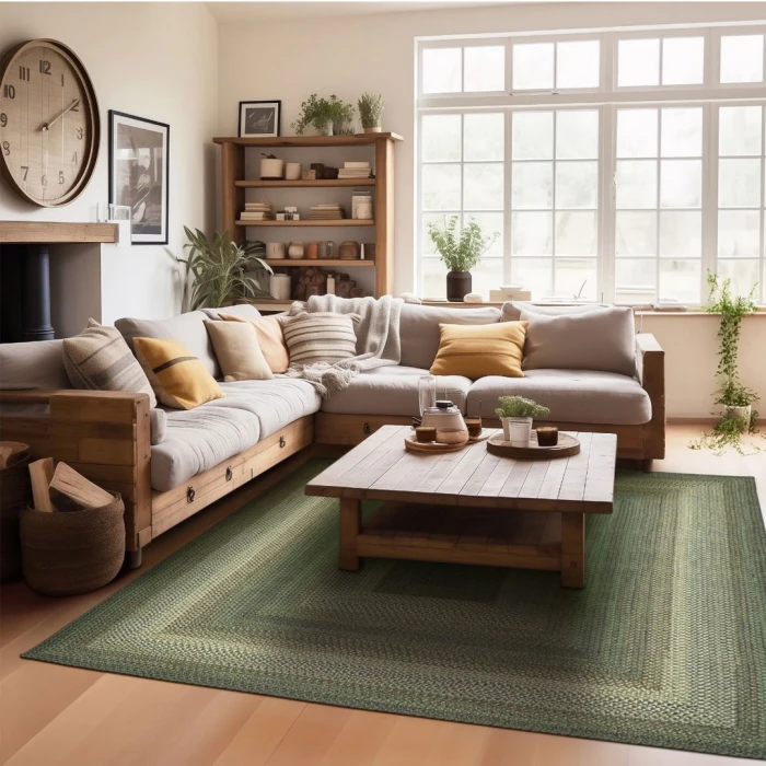 Homespice Decor Ultra Durable Braided Rug Green & Brown Cedar Ridge 10in. x 10in. Rect. Rug