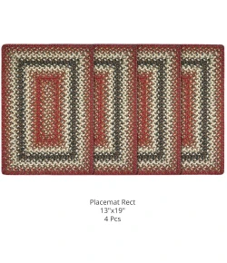Homespice Decor Jute Braided Accessories Chester Red 240073PS 13 in. X 19 in. Set of 4 Rect Rug