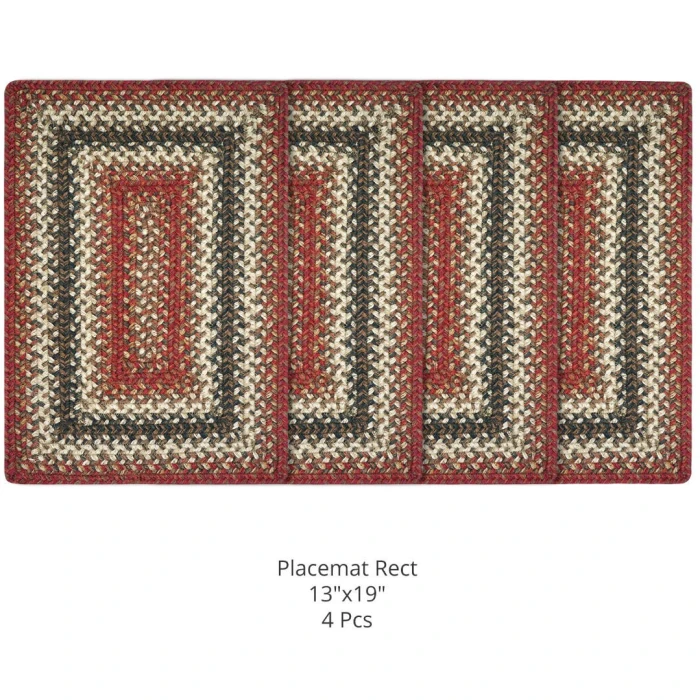 Homespice Decor Jute Braided Accessories Chester Red 240073PS 13 in. X 19 in. Set of 4 Rect Rug