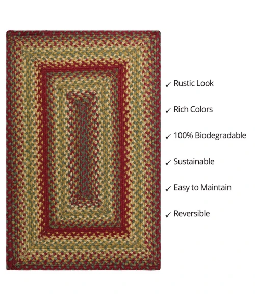 Homespice Decor Jute Braided Cider Barn Red 511126 20 in. X 30 in. Rect Rug