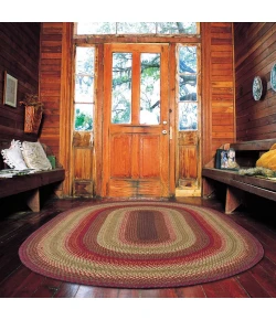 Homespice Decor Jute Braided Cider Barn Red 502124 27 in. X 45 in. Oval Rug