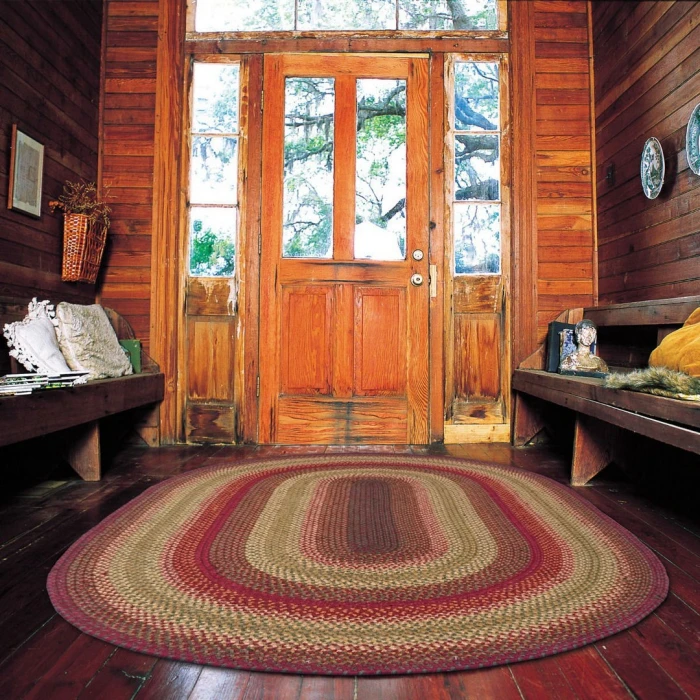 Homespice Decor Jute Braided Cider Barn Red 501127 20 in. X 30 in. Oval Rug