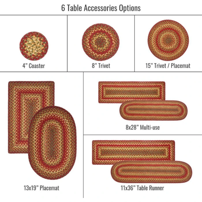 Homespice Decor Jute Braided Accessories Cider Barn Red 571120 11 in. X 36 in. Oval Rug