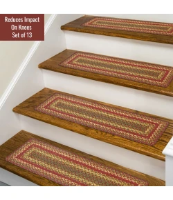 Homespice Decor Jute Braided Accessories Cranberry Red & Gold Cider Barn 8in. x 28in. Set of 14 Rect. Rug