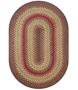Homespice Decor Jute Braided Cider Barn Red 502124 27 in. X 45 in. Oval Rug