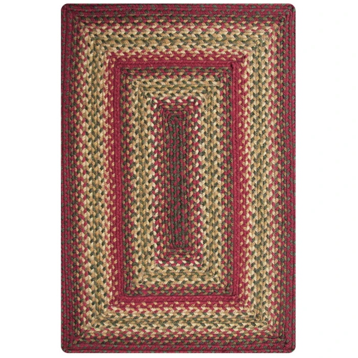 Homespice Decor Jute Braided Rug Cranberry Red & Gold Cider Barn 10in. x 10in. Rect. Rug
