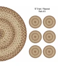 Homespice Decor Jute Braided Accessories Multi Color Cookie Dough 15in. Set of 6 Round Rug