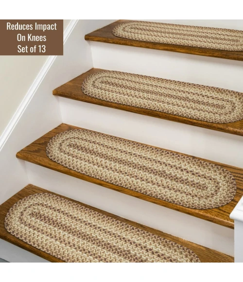 Homespice Decor Jute Braided Accessories Multi Color Cookie Dough 8in. x 28in. Set of 13 Oval Rug