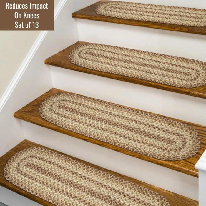 Homespice Decor Jute Braided Accessories Multi Color Cookie Dough 8in. x 28in. Set of 13 Oval Rug
