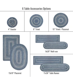 Homespice Decor Jute Braided Accessories Denim Blue 571687 11 in. X 36 in. Oval Rug