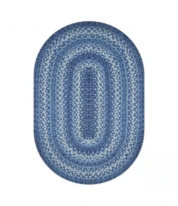 Homespice Decor Jute Braided Denim Blue 501684 20 in. X 30 in. Oval Rug