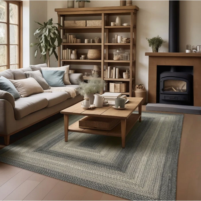 Homespice Decor Jute Braided Flint Hill Grey 514837 5 ft. X 8 ft. Rect Rug