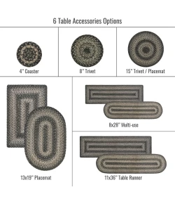 Homespice Decor Jute Braided Accessories Grey Flint Hill 8in. x 28in. Set of 14 Oval Rug