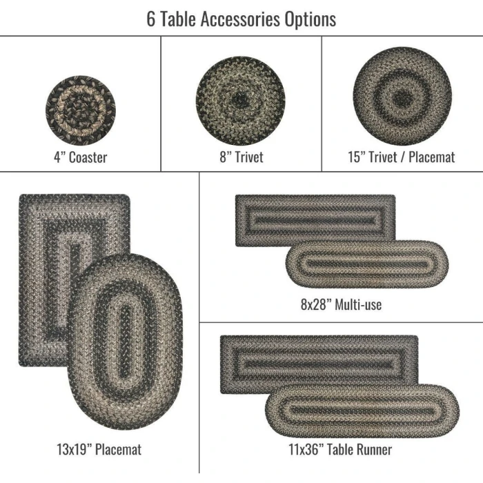Homespice Decor Jute Braided Accessories Flint Hill Grey 240107PS 8 in. X 28 in. Set of 2 Oval Rug