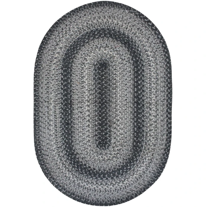 Homespice Decor Jute Braided Flint Hill Grey 502834 27 in. X 45 in. Oval Rug
