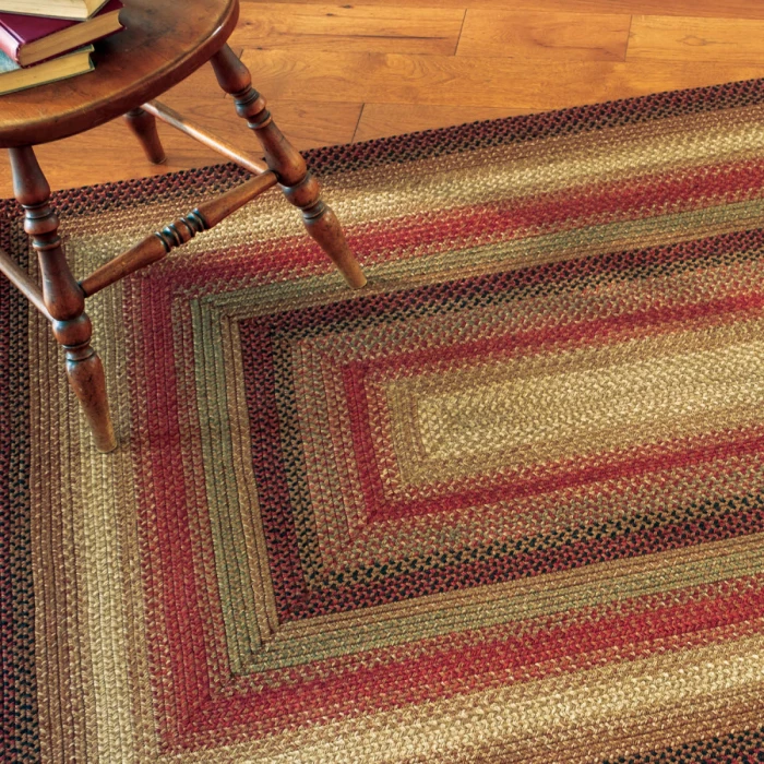 Homespice Decor Jute Braided Gingerbread Brown, Deep Red 502803 27 in. X 45 in. Oval Rug