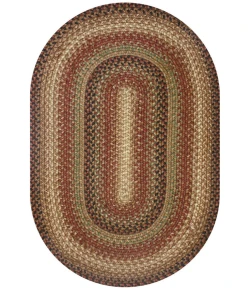 Homespice Decor Jute Braided Gingerbread Brown, Deep Red 501806 20 in. X 30 in. Oval Rug