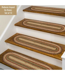 Homespice Decor Jute Braided Accessories Gingerbread Brown, Deep Red 240138PS 8 in. X 28 in. Set of 13 Oval Rug