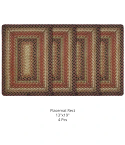 Homespice Decor Jute Braided Accessories Gingerbread Brown, Deep Red 240078PS 13 in. X 19 in. Set of 4 Rect Rug