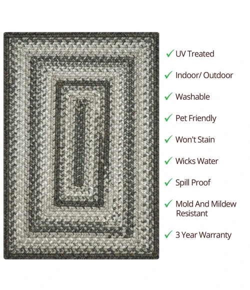 Homespice Decor Ultra Durable Braided Graphite Grey 310637 27 in. X 45 in. Rect Rug