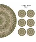 Homespice Decor Jute Braided Accessories Green & Tan Grassland 15in. Set of 6 Round Rug
