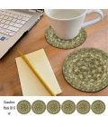Homespice Decor Jute Braided Accessories Green & Tan Grassland 4in. Set of 6 Round Rug