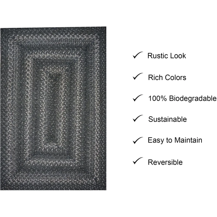 Homespice Decor Jute Braided Grey Cloud Grey 513854 4 ft. X 6 ft. Rect Rug