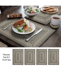 Homespice Decor Jute Braided Accessories Grey Cloud Grey 240080PS 13 in. X 19 in. Set of 4 Rect Rug