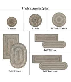 Homespice Decor Jute Braided Accessories Grey Cloud Grey 240032PS 8 in. Set of 3 Round Rug