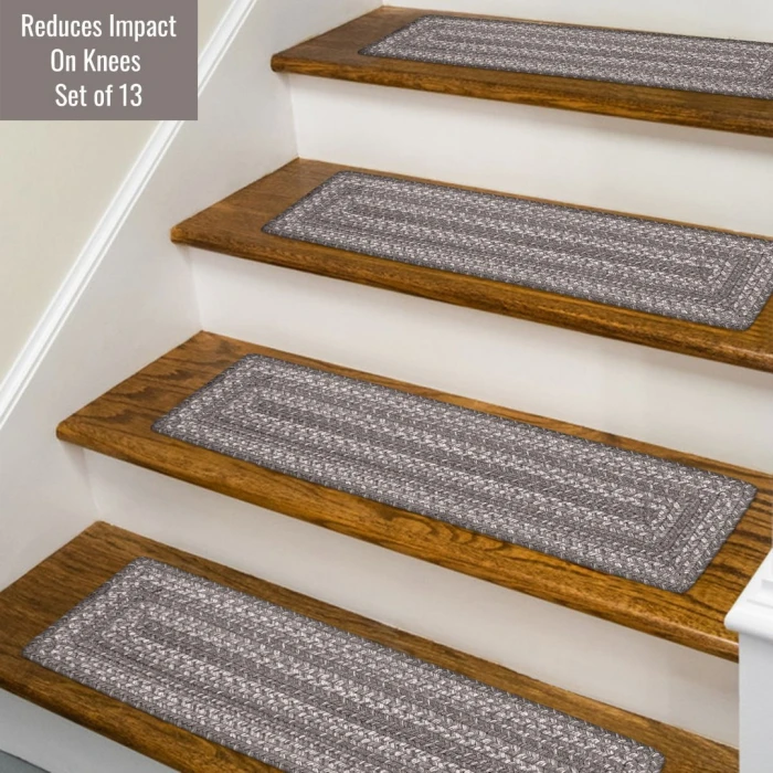 Homespice Decor Jute Braided Accessories Grey Cloud Grey 240156PS 8 in. X 28 in. Set of 13 Rect Rug