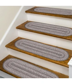 Homespice Decor Jute Braided Accessories Grey Cloud Grey 240140PS 8 in. X 28 in. Set of 13 Oval Rug